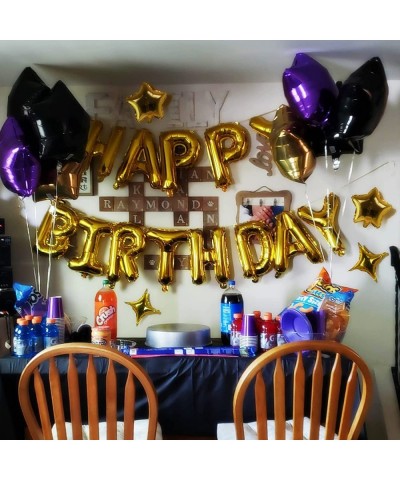 24pcs Birthday Balloons Banner 3D Gold Premium Mylar Foil Ecofriendly Letter Happy Birthday Banner with 6pcs Star Balloons Ki...