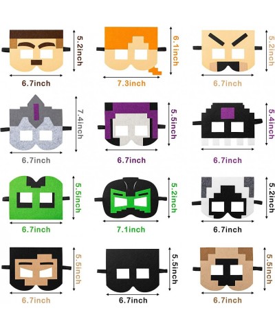 HAOORYX 12Pcs Pixel Miner Crafting Party Masks Costumes Parties Dress Up Video Game Decor Pretend Play Accessories Miner Them...