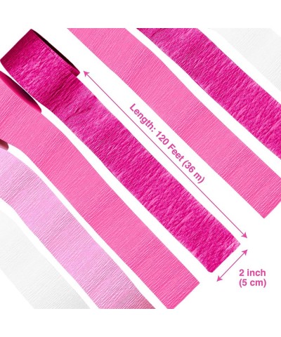 Pink Crepe Paper Streamers Pink Party Decorations - 8 Large Rolls 2in x 120ft Each Roll - Decorative Creped Roll for Birthday...