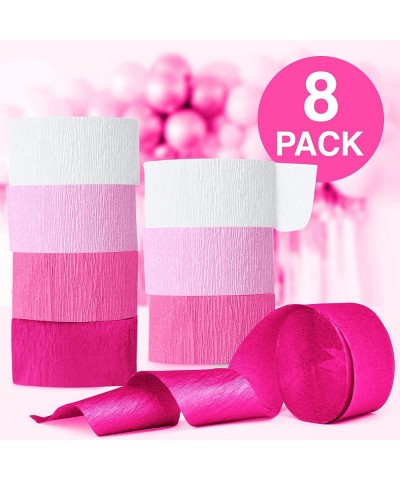 Pink Crepe Paper Streamers Pink Party Decorations - 8 Large Rolls 2in x 120ft Each Roll - Decorative Creped Roll for Birthday...