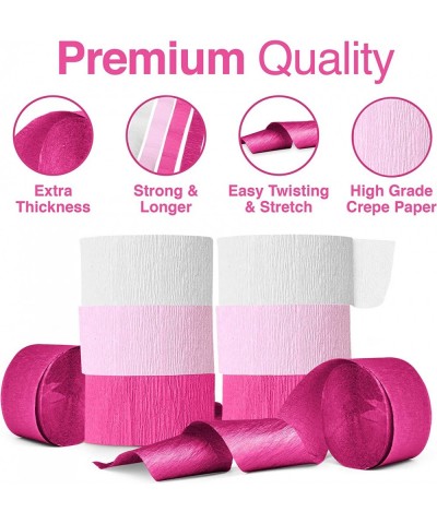 Pink Crepe Paper Streamers Pink Party Decorations - 8 Large Rolls 2in x 120ft Each Roll - Decorative Creped Roll for Birthday...