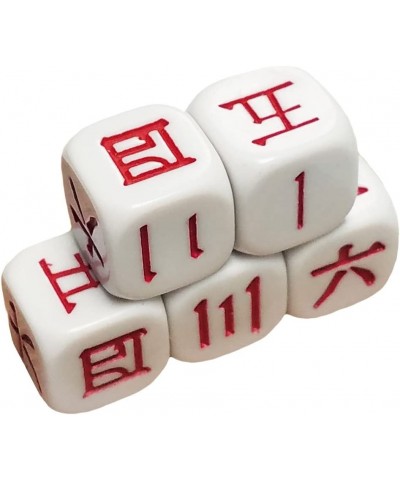 Set of 5 Japanese Kanji Numbers 21mm Six Sided Dice 1-6 in Snow Organza Bag $21.88 Game Accessories