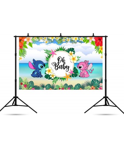 Stitch and Angel Gender Reveal Backdrop Summer Hawaii Baby Shower Banner for Party Decorations Supplies 5x3ft $27.39 Kids' Pa...