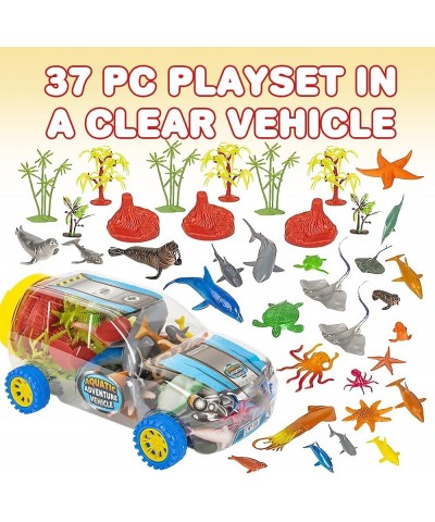 Aquatic Vehicle Playset 37-Piece Set with Assorted Ocean Animal Figures and a Clear Storage Truck Ocean Toys for Kids That Wo...