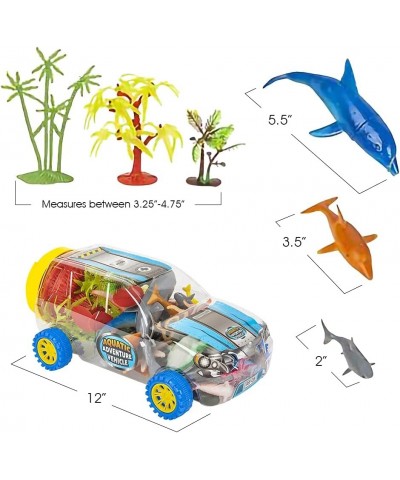 Aquatic Vehicle Playset 37-Piece Set with Assorted Ocean Animal Figures and a Clear Storage Truck Ocean Toys for Kids That Wo...