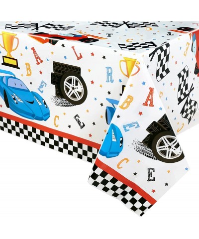 Racing Car Tablecloth - 2 PCS 108" x 54" Disposable Plastic Rectangular Checkered Table Covers for Kids Birthday Game Sports ...