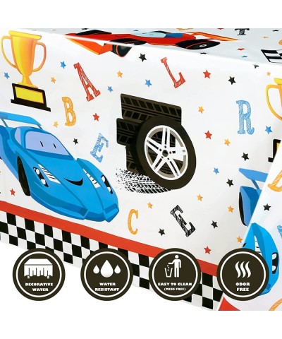 Racing Car Tablecloth - 2 PCS 108" x 54" Disposable Plastic Rectangular Checkered Table Covers for Kids Birthday Game Sports ...