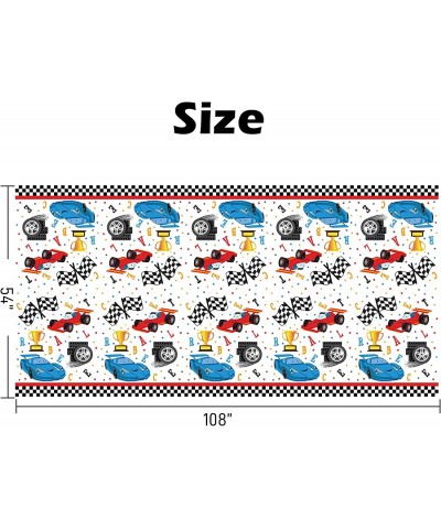 Racing Car Tablecloth - 2 PCS 108" x 54" Disposable Plastic Rectangular Checkered Table Covers for Kids Birthday Game Sports ...