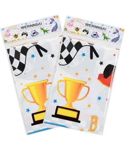 Racing Car Tablecloth - 2 PCS 108" x 54" Disposable Plastic Rectangular Checkered Table Covers for Kids Birthday Game Sports ...