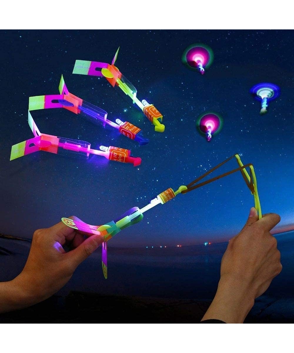 LED Flying Toy 10 PCS Amazing Led Light Slingshot Flying Copters Slingshot Helicopters Slingshot Copters Toy for Kids Birthda...