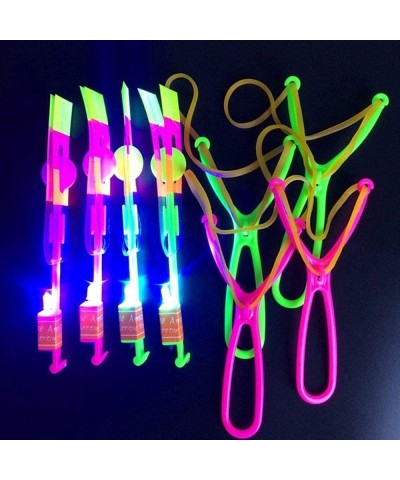 LED Flying Toy 10 PCS Amazing Led Light Slingshot Flying Copters Slingshot Helicopters Slingshot Copters Toy for Kids Birthda...