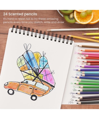 Scented Colored Pencils Set of 24 Easy-to-Grip Pencil Crayons Triangular Shape Pre-Sharpened Art and School Supplies for Arts...