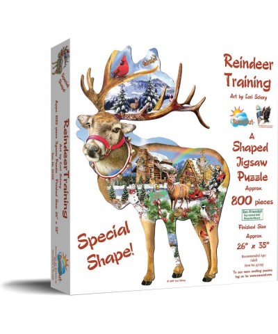 Reindeer Training Shaped 800 Piece Jigsaw Puzzle by SunsOut $45.01 Jigsaw Puzzles