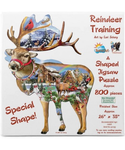 Reindeer Training Shaped 800 Piece Jigsaw Puzzle by SunsOut $45.01 Jigsaw Puzzles