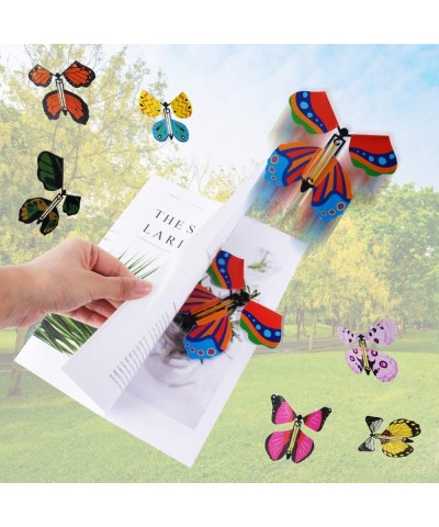 24 Packs Magic Flying Butterfly Card Surprise Wind Up Butterfly in The Book Rubber Band Powered Magic Fairy Flying Toy Great ...