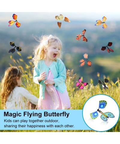 24 Packs Magic Flying Butterfly Card Surprise Wind Up Butterfly in The Book Rubber Band Powered Magic Fairy Flying Toy Great ...