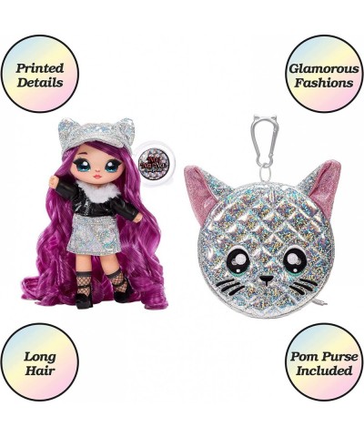 Na Na Na Surprise Glam Series Chrissy Diamond Fashion Doll & Metallic Cat Purse Purple Hair Cute Kitty Ear Hat Outfit & Acces...