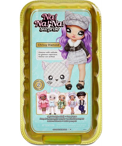 Na Na Na Surprise Glam Series Chrissy Diamond Fashion Doll & Metallic Cat Purse Purple Hair Cute Kitty Ear Hat Outfit & Acces...