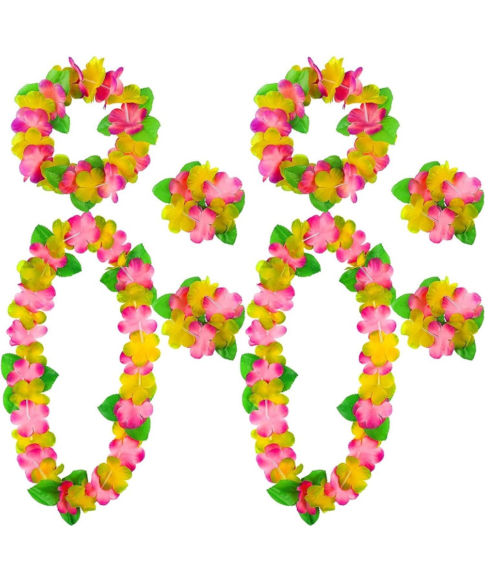 Hawaiian Leis Tropical Hawaiian Party Necklace Headbands and Wristbands Colorful for Hawaiian Party Decorations Beach Vacatio...