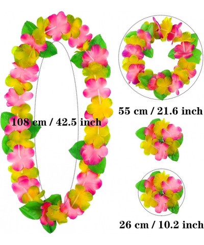 Hawaiian Leis Tropical Hawaiian Party Necklace Headbands and Wristbands Colorful for Hawaiian Party Decorations Beach Vacatio...