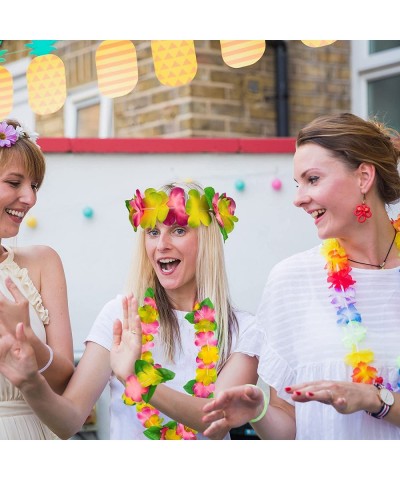 Hawaiian Leis Tropical Hawaiian Party Necklace Headbands and Wristbands Colorful for Hawaiian Party Decorations Beach Vacatio...