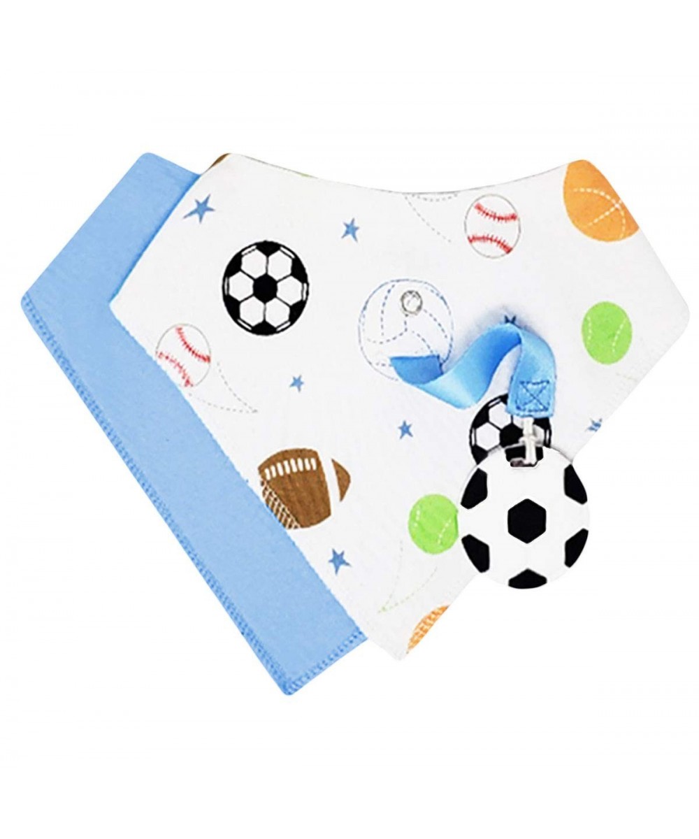 Baby Bandana Drool Bibs with Teether 4 Piece Set - Adjustable and Absorbent Sports Bibs for Baby Boys with Removable Silicone...