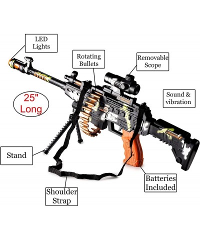 Light Up Toy Machine Blaster - Scope Stand and Carrying Strap Flashing Lights Sounds and Unique Revolving Rounds - Toys for B...