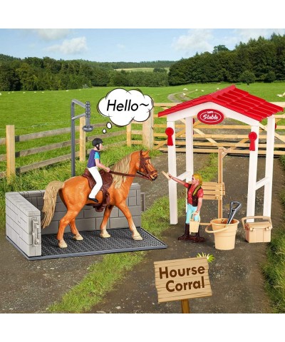 Farm Toys Horse Toys Farm Animal Toy Barn Set & Horse Stable Figurine Playset Pretend Play Gift for 3-12 Child Boy Girl $62.8...