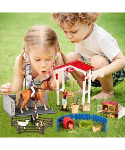 Farm Toys Horse Toys Farm Animal Toy Barn Set & Horse Stable Figurine Playset Pretend Play Gift for 3-12 Child Boy Girl $62.8...