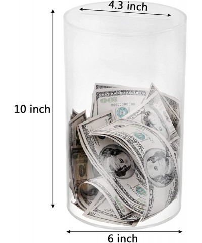 Large Acrylic Clear Piggy Bank 10" H x 6" D Money Saving Bank Unopenable Cash and Coin Jar Break to Open Bills Money Keeping ...