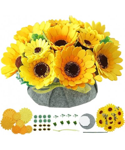 BAZIMA DIY Felt Flower Art Craft Kit DIY Felt Sunflower Pot Bonsai Kit Floral Gifts Beginner Craft Kit Arrange Pre-Cut Felt F...