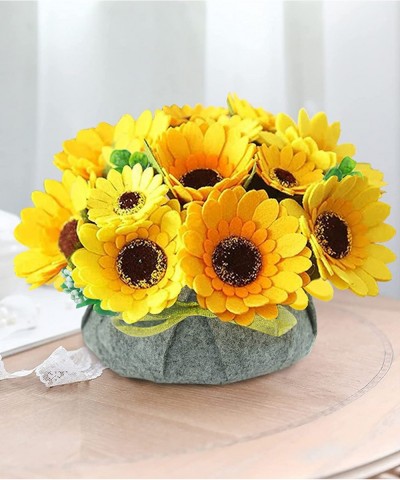 BAZIMA DIY Felt Flower Art Craft Kit DIY Felt Sunflower Pot Bonsai Kit Floral Gifts Beginner Craft Kit Arrange Pre-Cut Felt F...