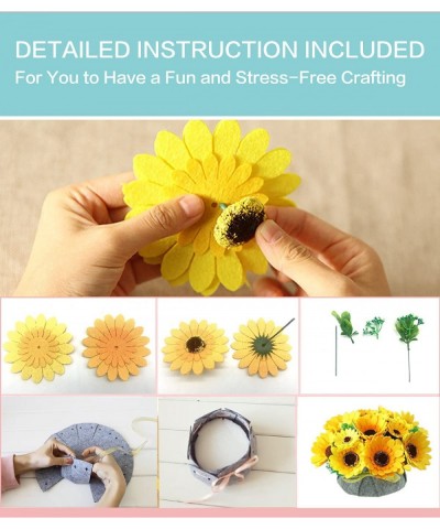 BAZIMA DIY Felt Flower Art Craft Kit DIY Felt Sunflower Pot Bonsai Kit Floral Gifts Beginner Craft Kit Arrange Pre-Cut Felt F...