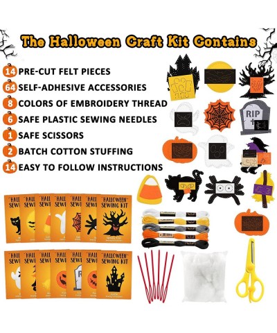 Halloween Sewing Craft Kit Kids DIY Sewing and Crafting Set Halloween Felt Ornaments Stuffed Plush for Girls and Boys Educati...