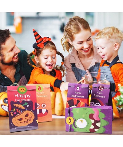 54 Pieces Halloween Paper Trick or Treat Bags with Character Designs Halloween Trick-or-Treating Goodie Bags with Stickers Ha...