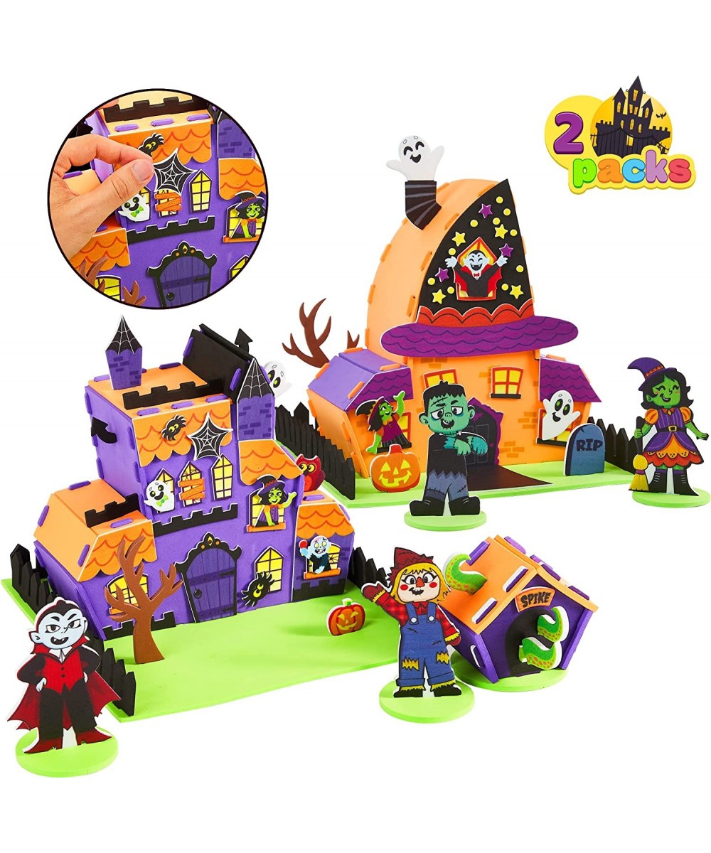 2 Pack Halloween EVA Haunted Castle House 3D Foam Haunting Castle Craft Gingerbread House Kit Halloween Art and DIY Kit for K...