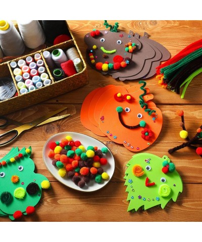 546 Pieces Autumn Thanksgiving Crafts for Kids DIY Foam Pumpkin Leaf Owl Fall Decorations Craft Kit with Googly Eye Pom Poms ...