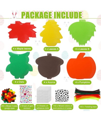 546 Pieces Autumn Thanksgiving Crafts for Kids DIY Foam Pumpkin Leaf Owl Fall Decorations Craft Kit with Googly Eye Pom Poms ...