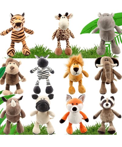 11 Pack Jungle Safari Stuffed Animals Cute Plush Lion Elephant Zebra Giraffe Tiger Monkey Fox Raccoon Hippo Animals Toys for ...