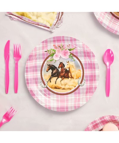 80 Pack Horse Paper Plates Cowgirl Birthday Party Pink Decorations for Girls (9 In) $26.78 Kids' Party Tableware