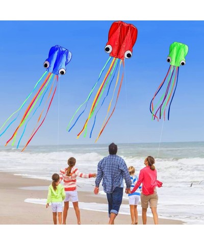 Pack 3 Colors Beautiful Large Easy Flyer Kite for Kids-Software Octopus-It's Big! 31 Inches Wide with Long Tail 157 Inches Lo...