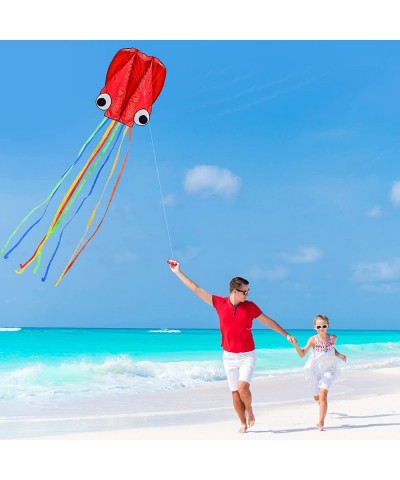 Pack 3 Colors Beautiful Large Easy Flyer Kite for Kids-Software Octopus-It's Big! 31 Inches Wide with Long Tail 157 Inches Lo...