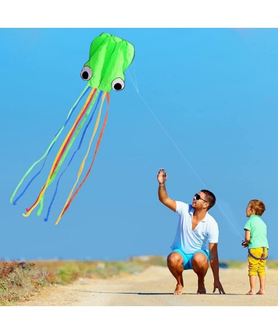 Pack 3 Colors Beautiful Large Easy Flyer Kite for Kids-Software Octopus-It's Big! 31 Inches Wide with Long Tail 157 Inches Lo...