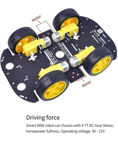 Robot Kit 4WD Robot Car Smart Chassis Kit with 4 TT Motor for UNO R3/Mega 2560/Raspberry Pi/Jetson Nano Smart Robot Car Chass...