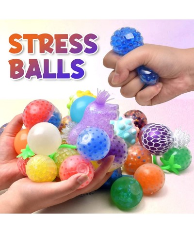 Stress Balls Set Squishy Ball 36Pack Sensory Toys Stress Relief Ball Toys for Adults Kids - Fruit Mesh Dough Water Beads Unic...