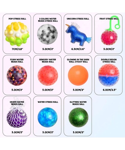 Stress Balls Set Squishy Ball 36Pack Sensory Toys Stress Relief Ball Toys for Adults Kids - Fruit Mesh Dough Water Beads Unic...