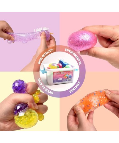 Stress Balls Set Squishy Ball 36Pack Sensory Toys Stress Relief Ball Toys for Adults Kids - Fruit Mesh Dough Water Beads Unic...