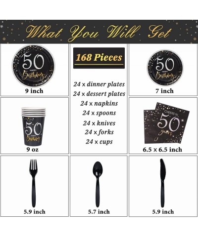 50th Birthday Plates and Napkins Serves 24 50th Birthday Decorations for Men or Women Cups Knives Forks Spoons Included Total...