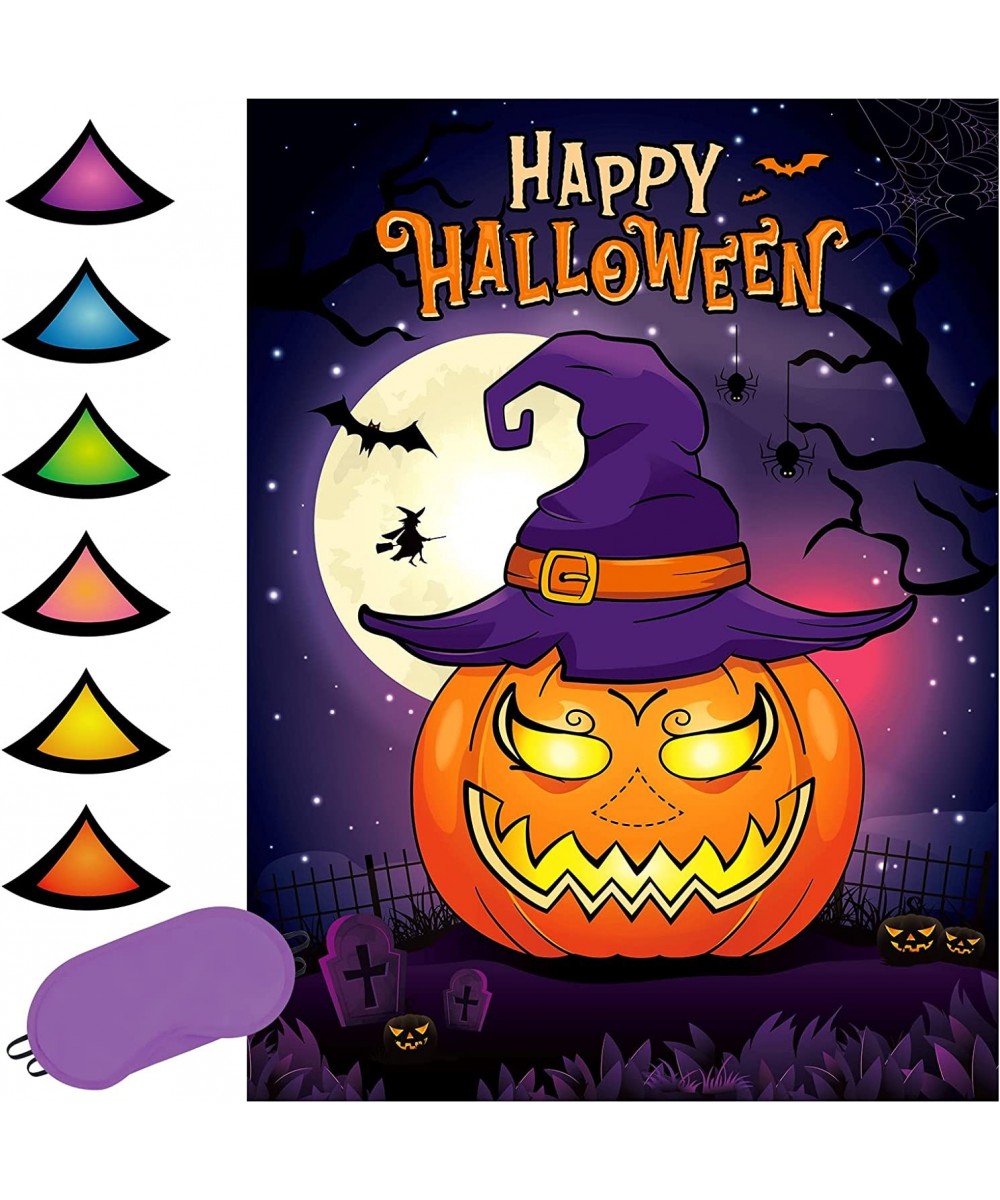 Pin the Nose on the Pumpkin - Halloween Party Games for Kids 28'' x 21'' Pumpkin Game Poster with 24 PCS Nose Stickers Blindf...