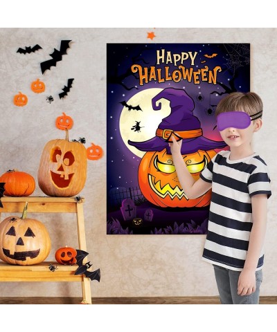 Pin the Nose on the Pumpkin - Halloween Party Games for Kids 28'' x 21'' Pumpkin Game Poster with 24 PCS Nose Stickers Blindf...